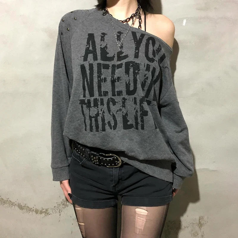 Rivet Hoodie Knit Top