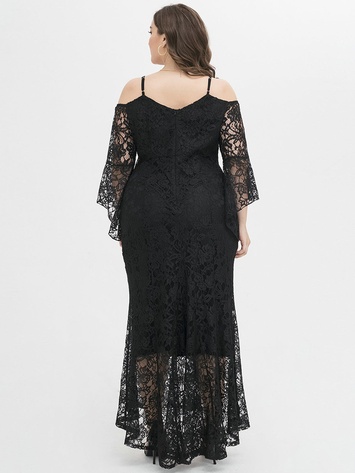 KittenAlarm - COLD SHOULDER PLUS SIZE LACE DRESS