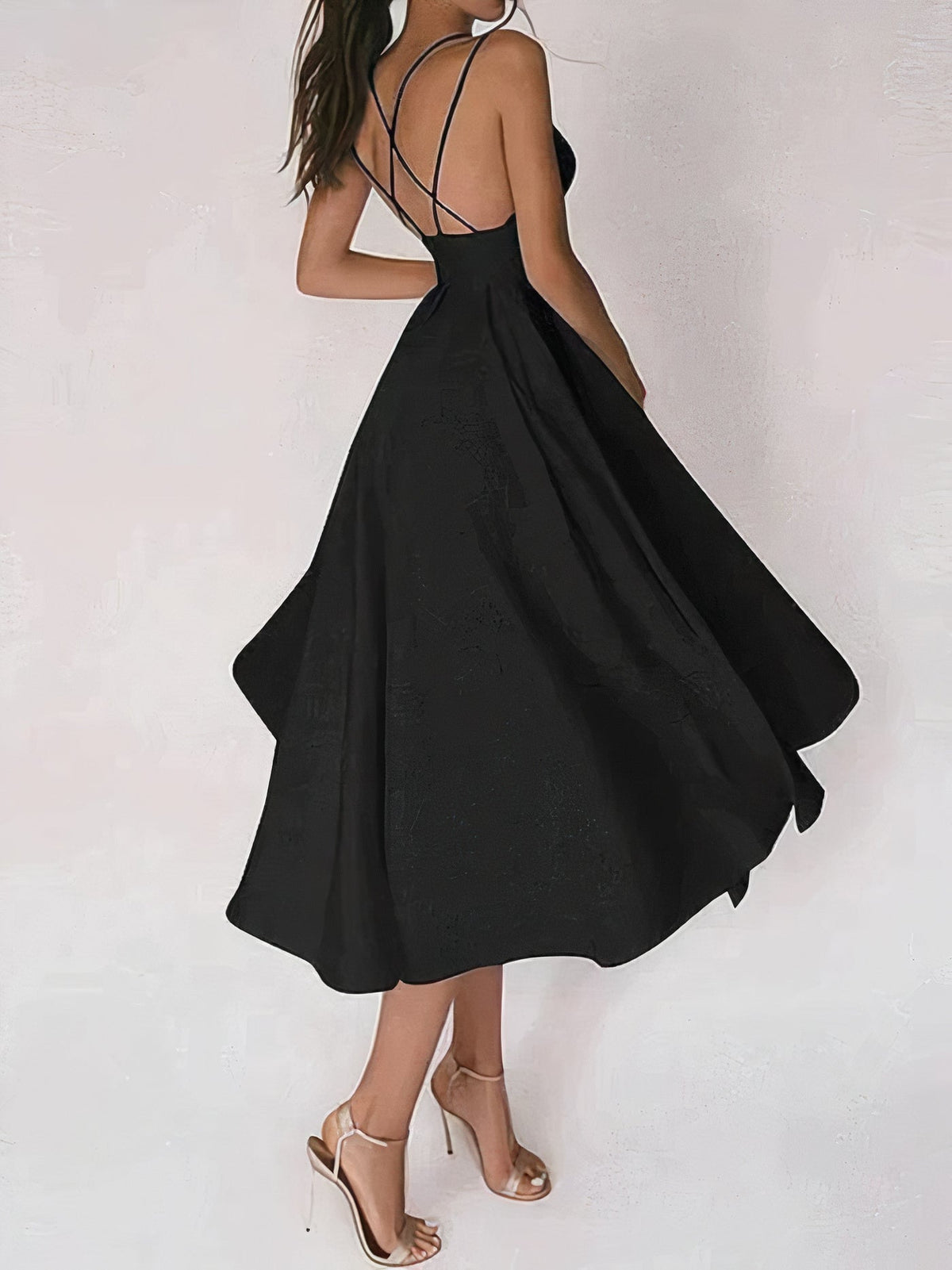 Sleeveless Crisscross Strap Open Back Fit and Flare A-Line Midi Dress - View 8