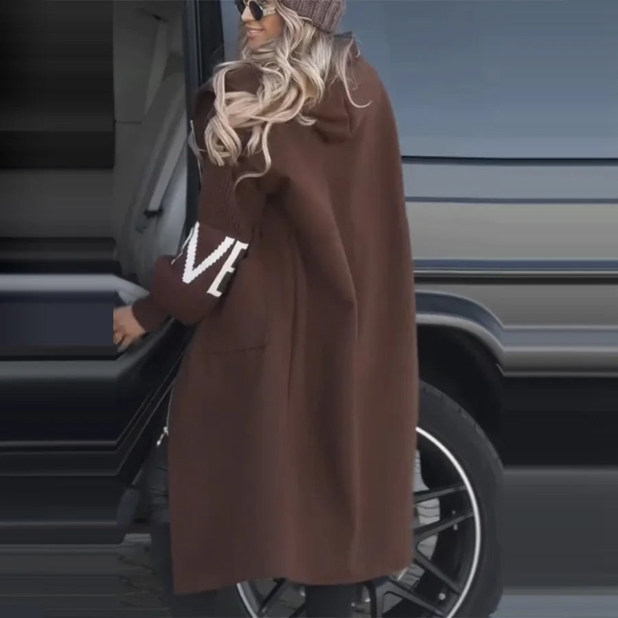 Casual Long Patchwork Lace-Up Overcoat