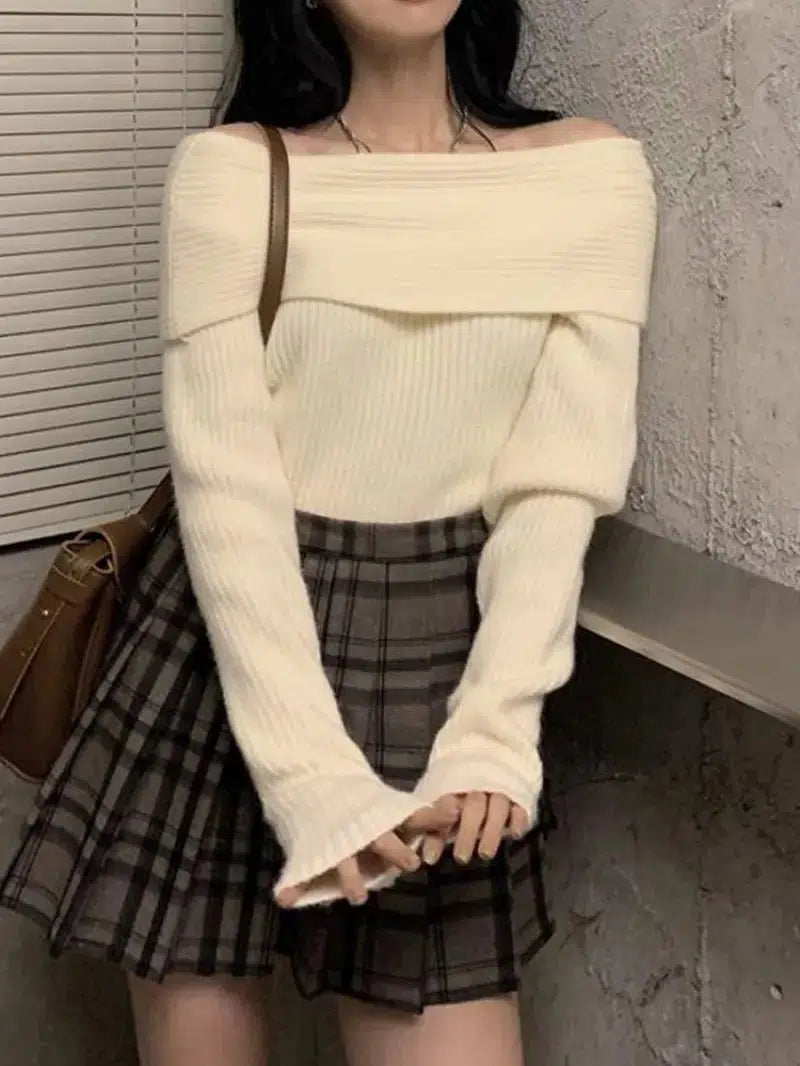 Casual Off Shoulder Knitted Sweater 4