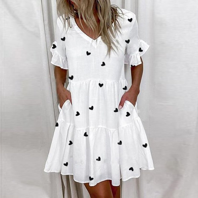 Summer Short Sleeve Floral Print Beach Dresses 12
