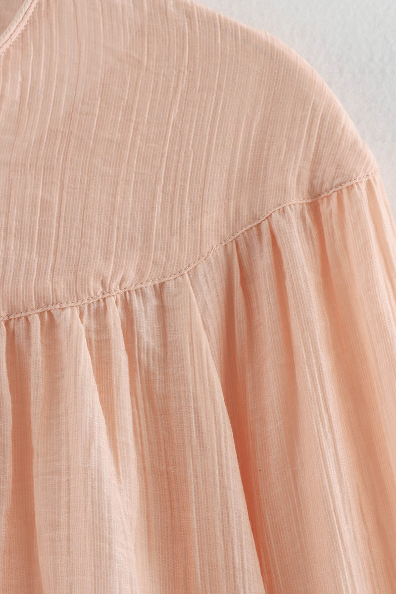 Casual Solid Color Lace Up O Neck Blouses