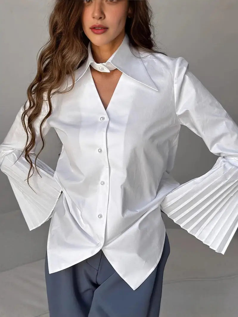 Single Breasted Ruffles Full Sleeve Blouse