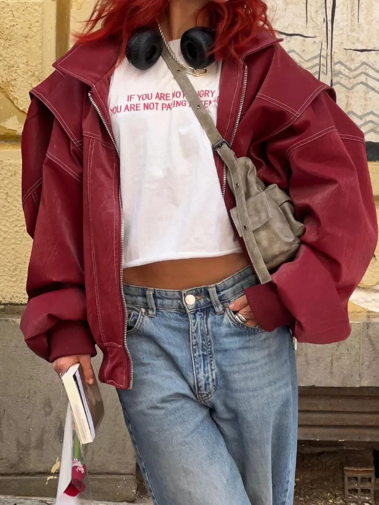 Casual Zipper Solid Retro Lapel Long Sleeved Short Coats - Fashionpara