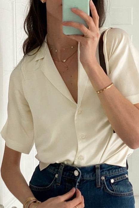 Casual Button Down Satin Shirt - Fashionpara