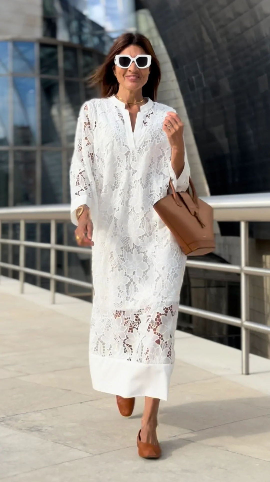 Casual Loose Beach Vacation Blouse Lace Shirt Dress - Fashionpara