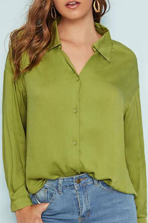 Casual Green V-neck Shirt - Fashionpara