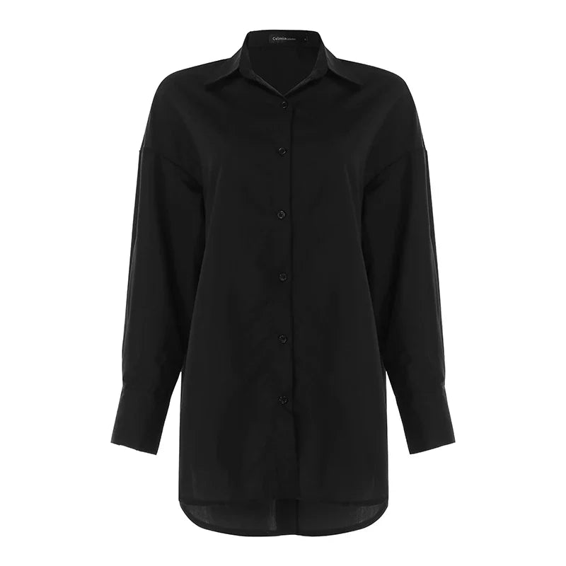 Stylish Lapel Solid Asymmetrical Blouse