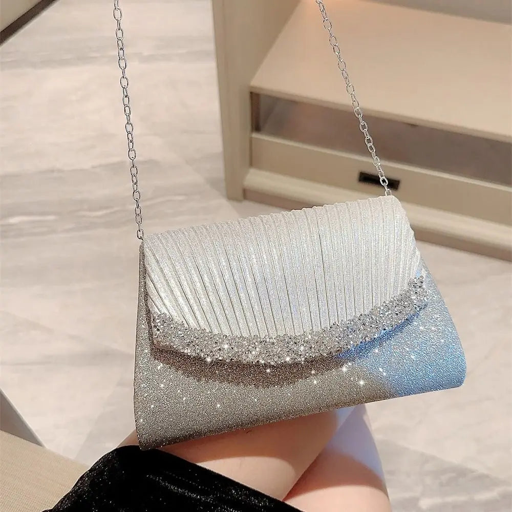 Luxury Glitter Silver Evening Bag Women Shoulder Bag