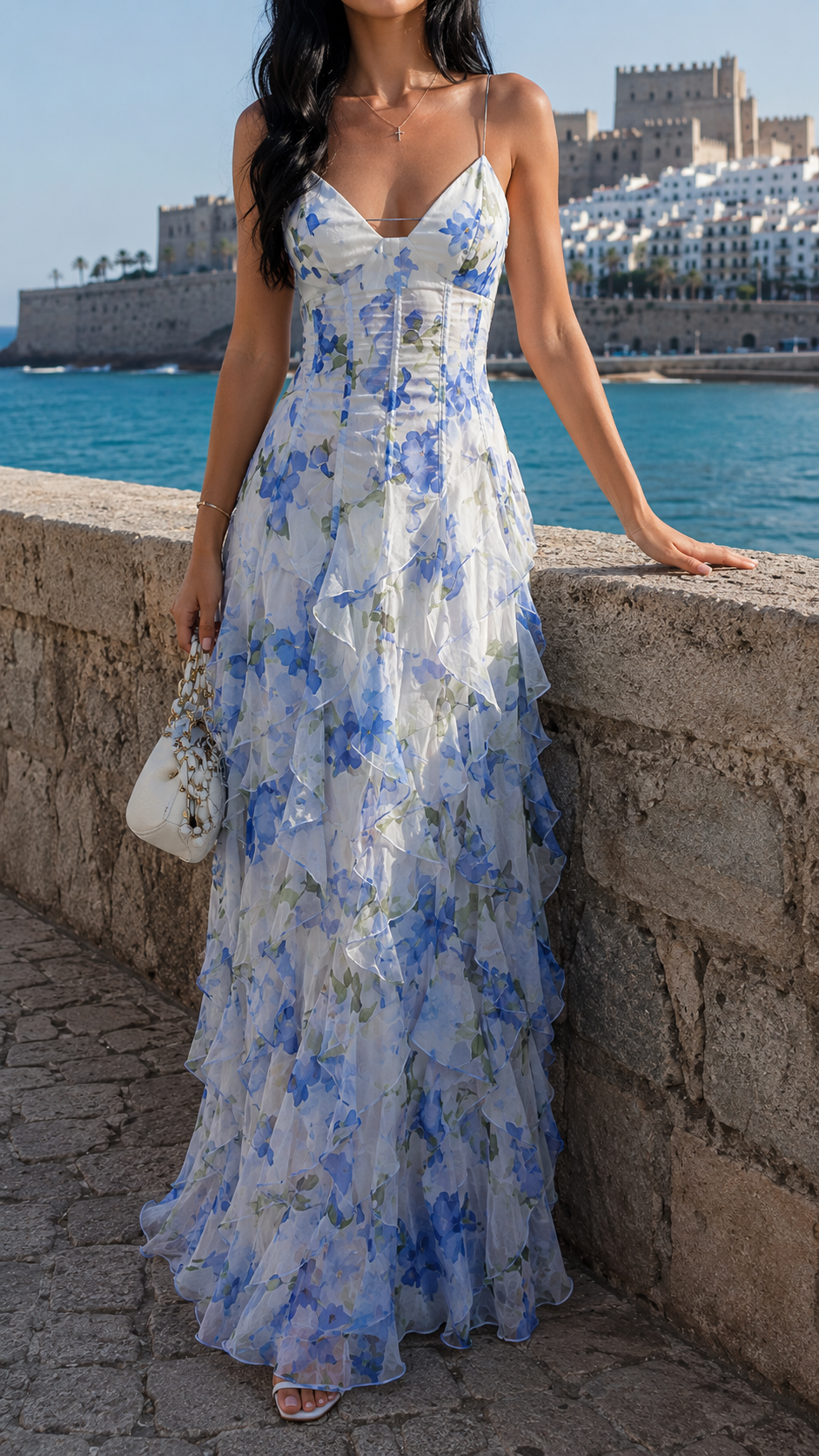 Floral Sweetheart Neck Ruffle Tiered Maxi Dress