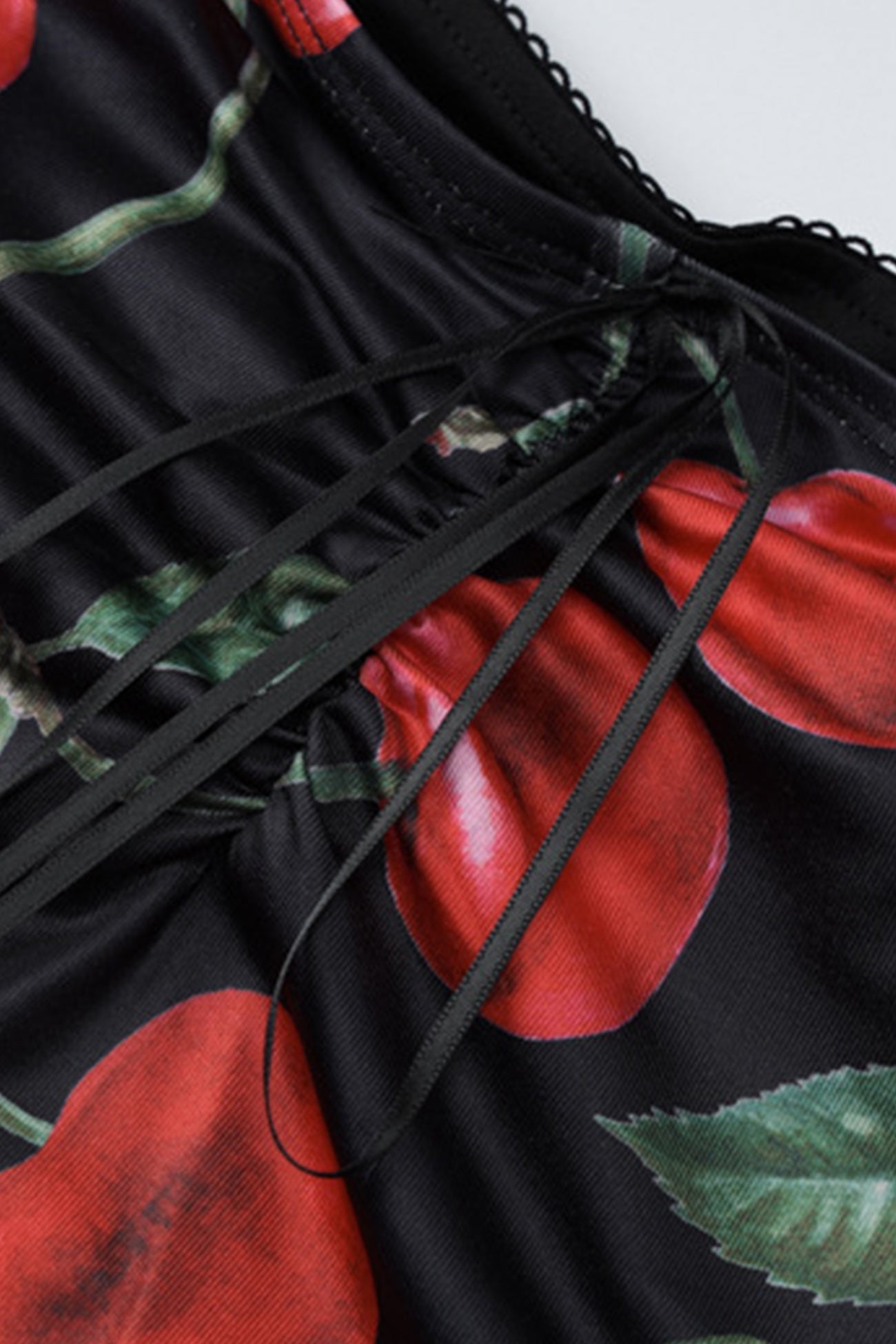 Cherry Print Drawstring Cami Dress