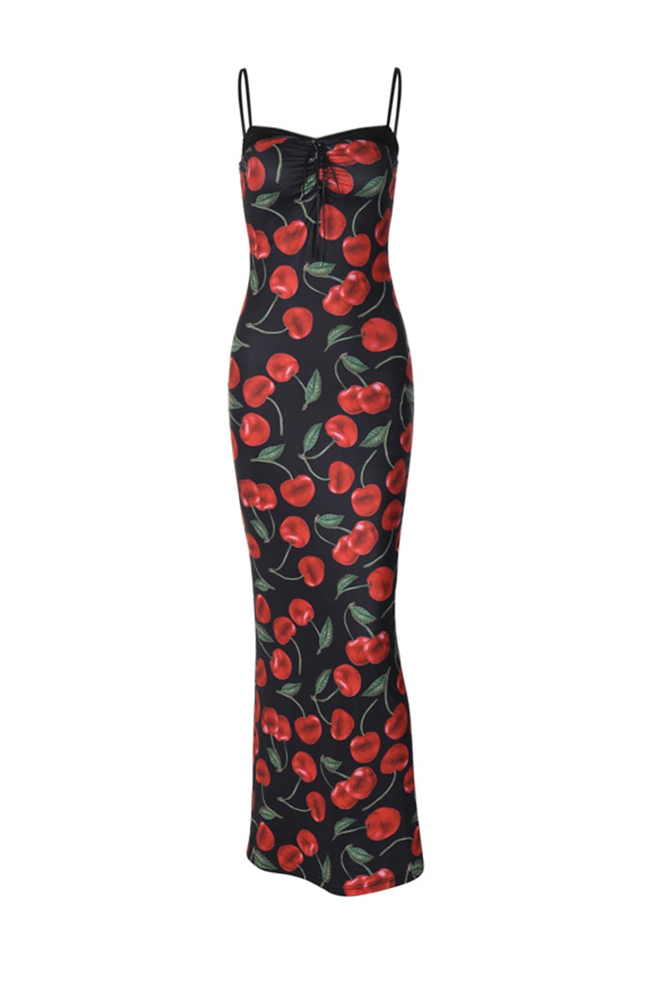 Cherry Print Drawstring Cami Dress