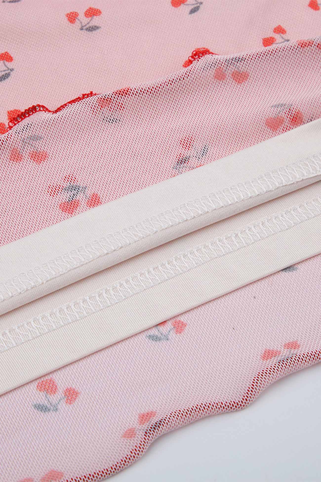 Cherry Printed Mesh Mini Skirt