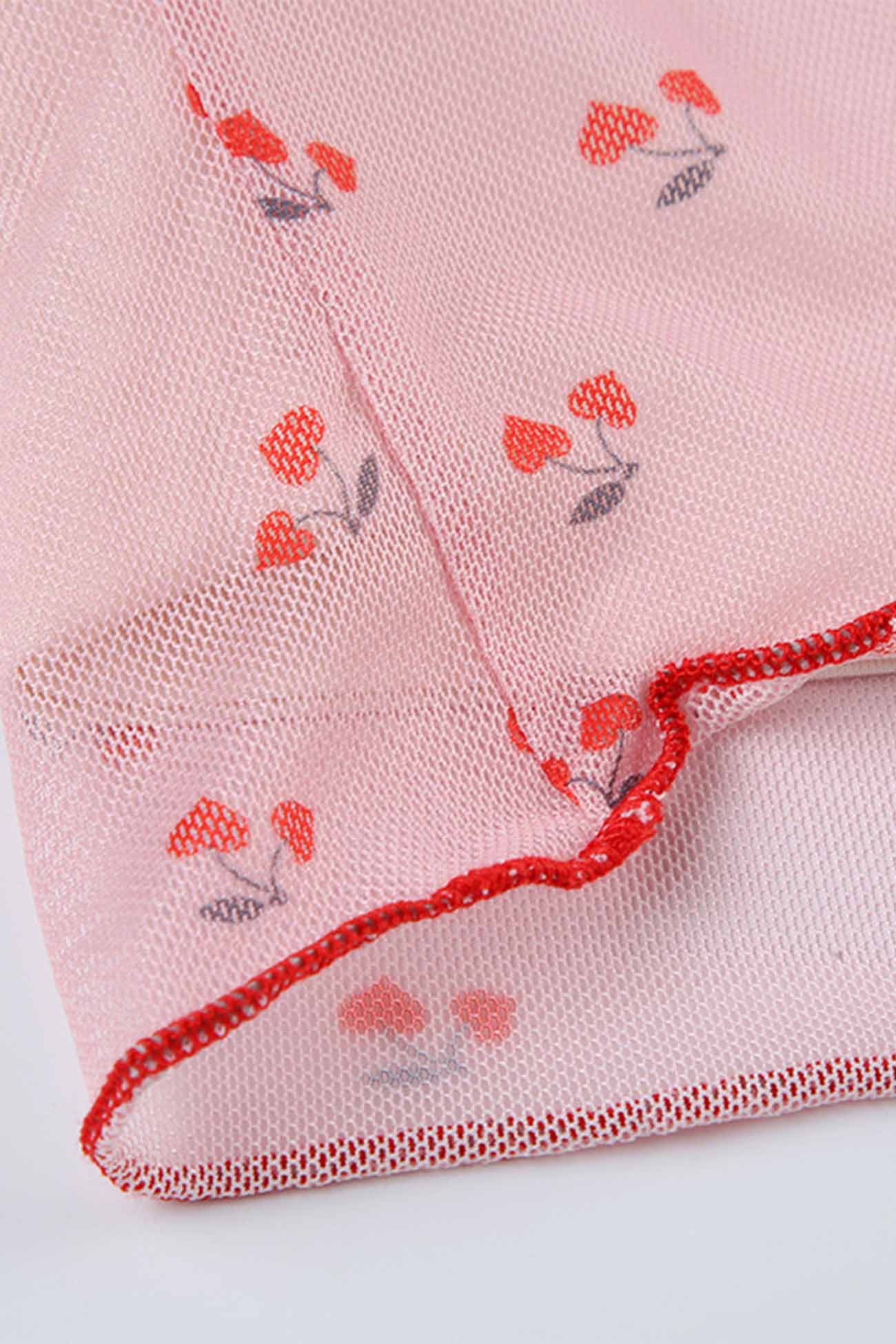 Cherry Printed Mesh Mini Skirt