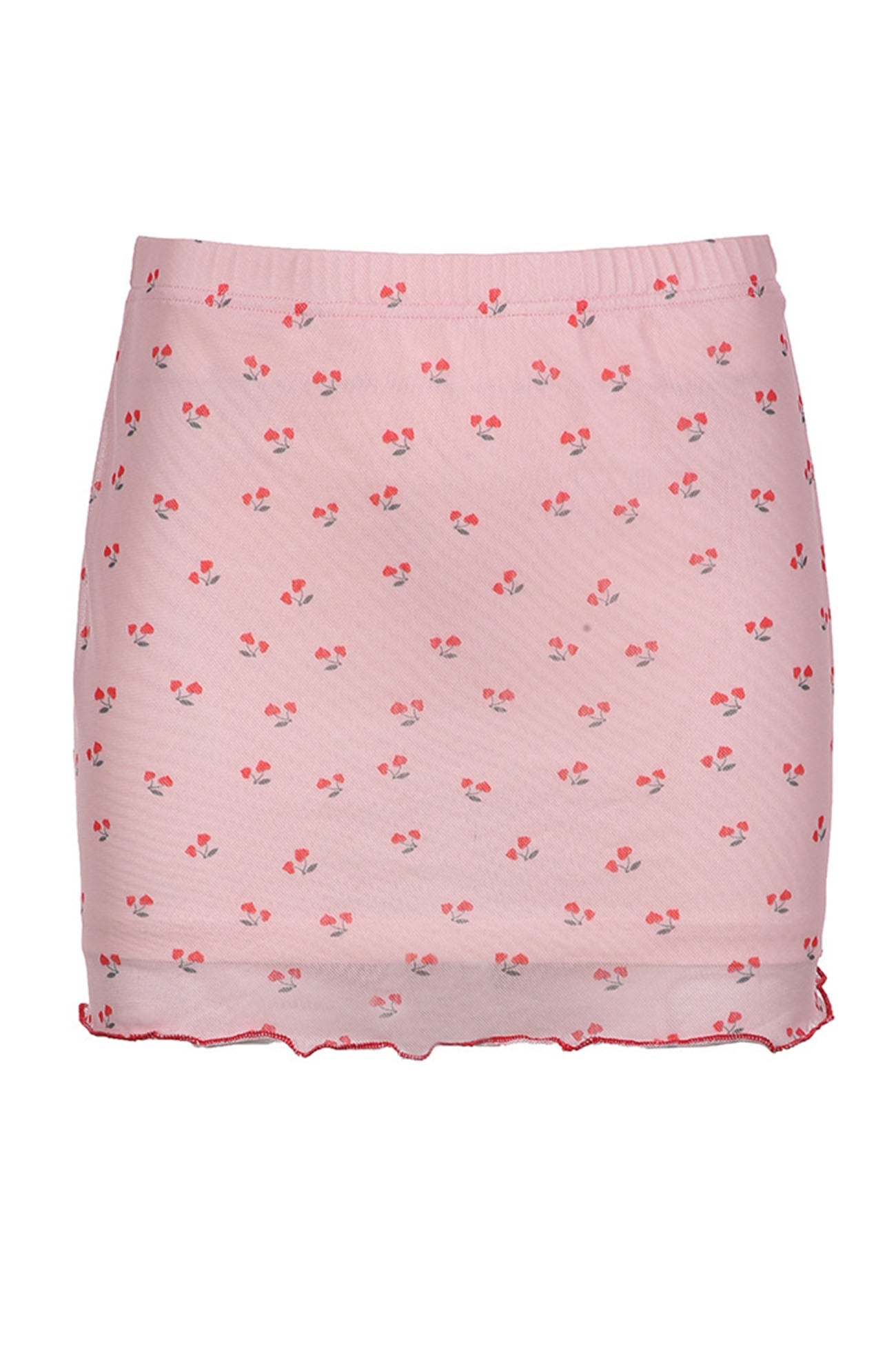 Cherry Printed Mesh Mini Skirt