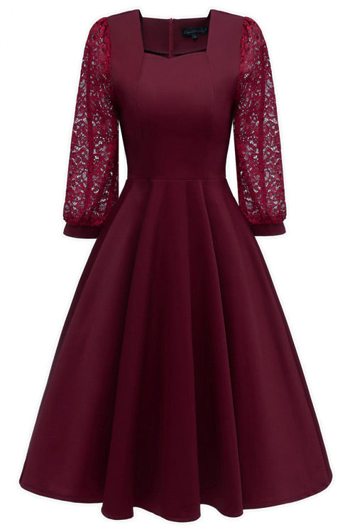 Chic Burgundy A-line Homecoming Dress With Long Sleeves