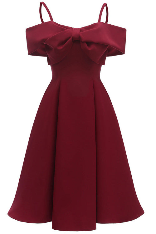 Chic Burgundy Off-the-shoulder A-line Prom Dress