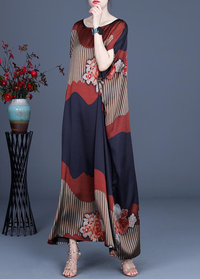 Patchwork Mixed Print Batwing Sleeve Open Side Kaftan Maxi Dress - View 3