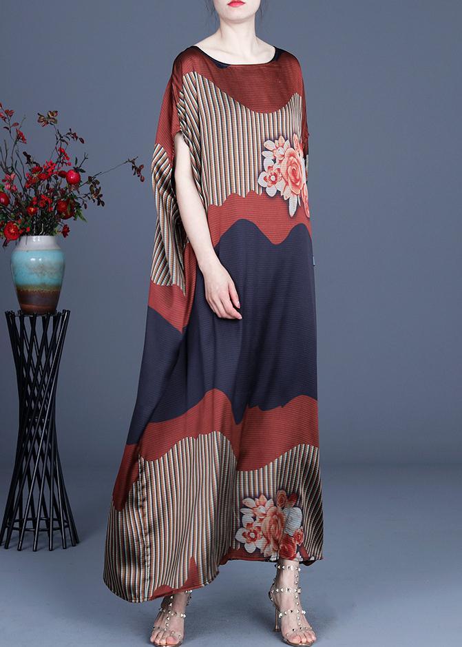Patchwork Mixed Print Batwing Sleeve Open Side Kaftan Maxi Dress - View 4