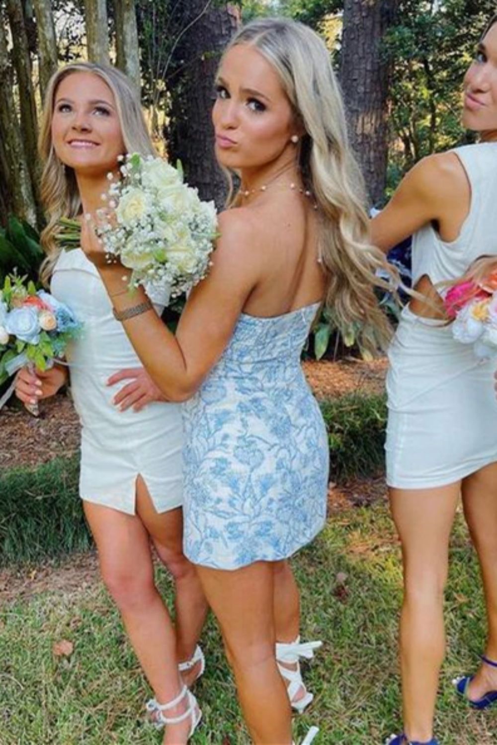 Chic Light Blue Sheath Strapless Short Homecoming Dress - Fashionpara