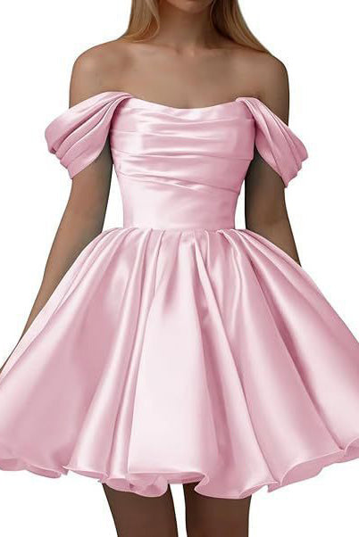 Chic Black Off-Shoulder A-Line Party Homecoming Dress