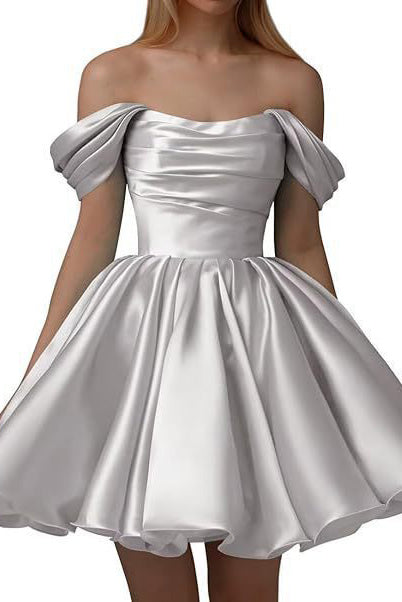 Chic Black Off-Shoulder A-Line Party Homecoming Dress
