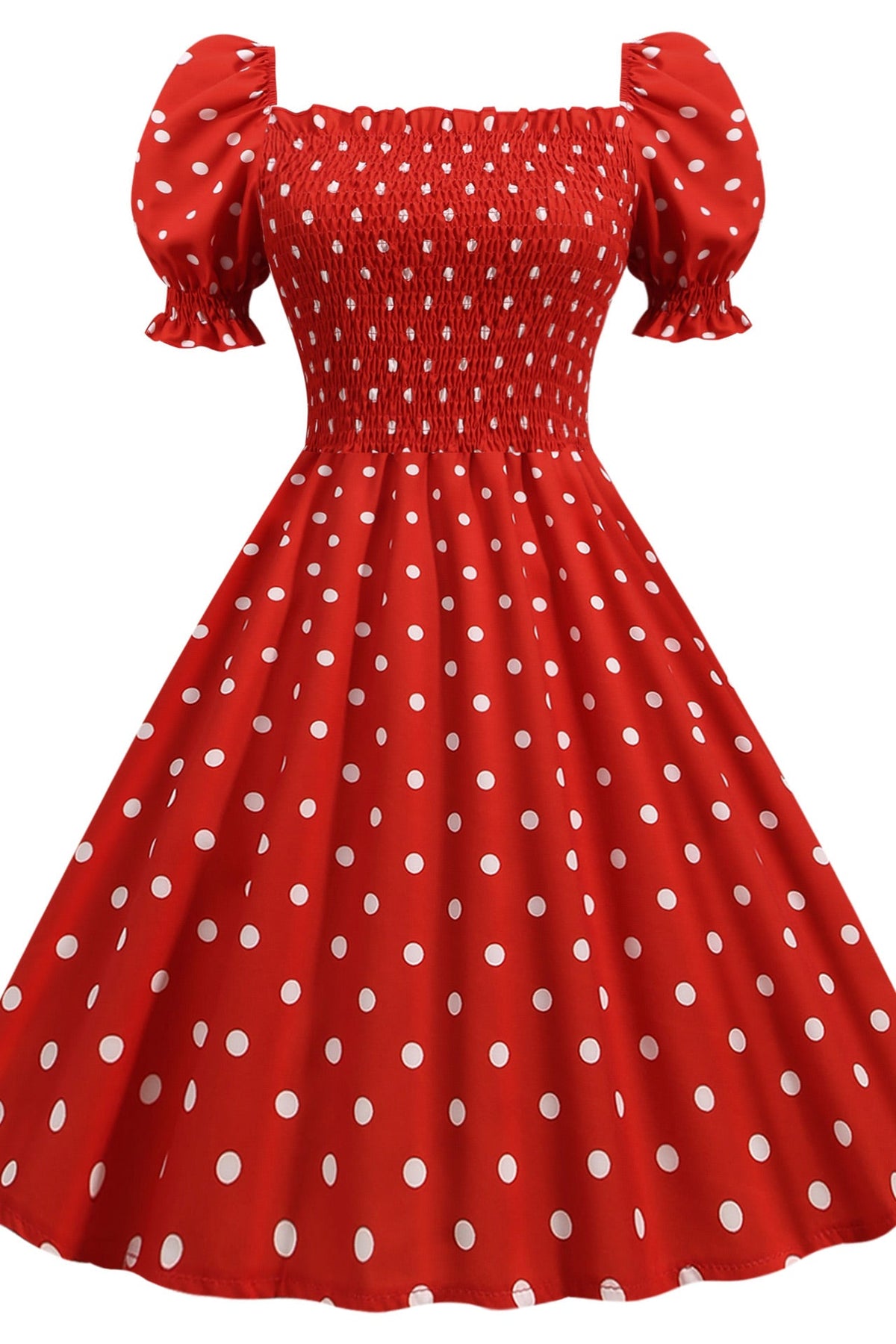 Chic White And Black Polka Dot Dress