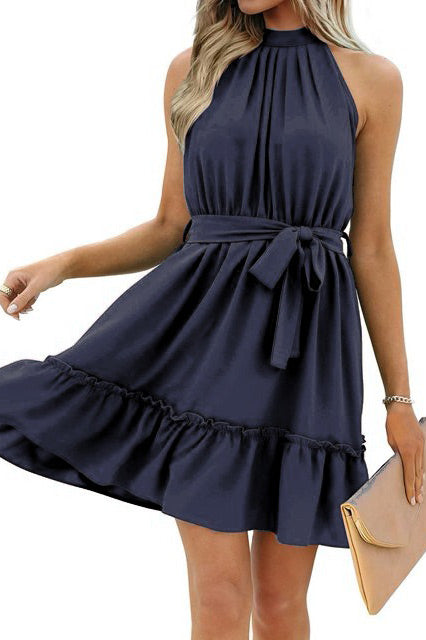 Short Burgundy Chiffon Sleeveless Summer Dress
