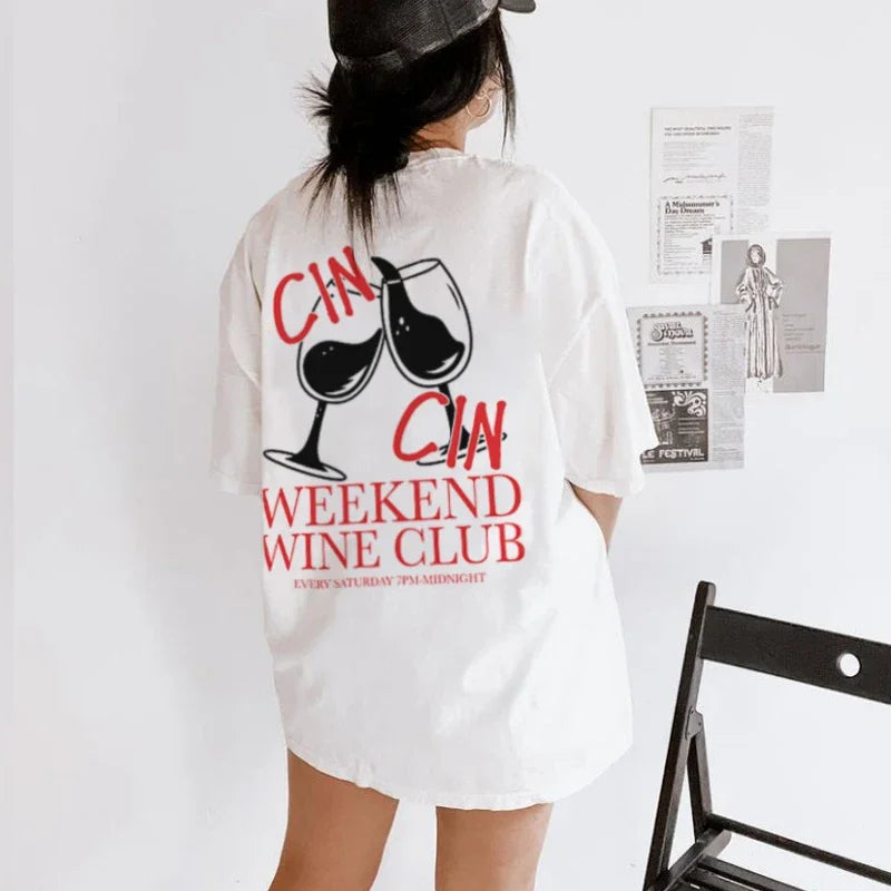 Wine Club Retro T-shirt - Fashionpara