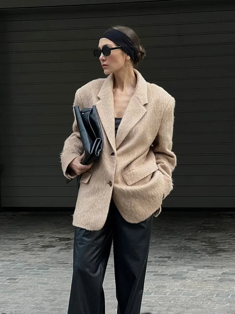 Solid Woolen Short Coat