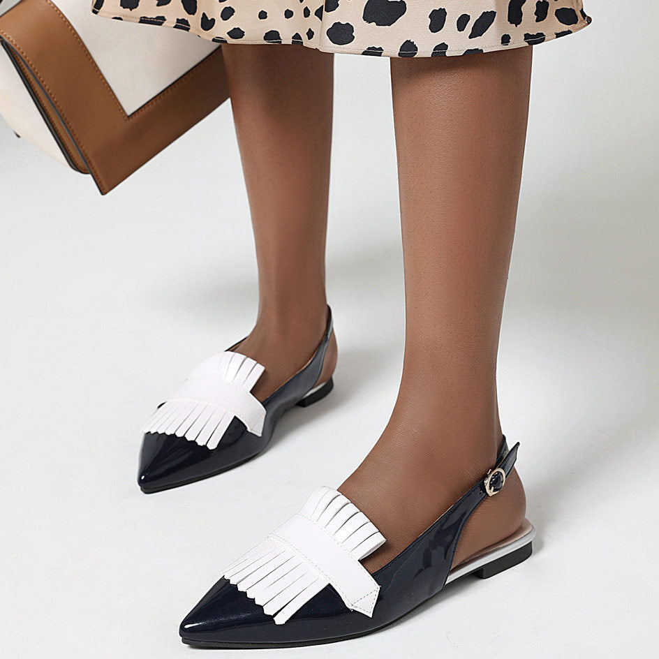 Closed-toe Tassel Flats Pointed Toe Sandals - Mislish