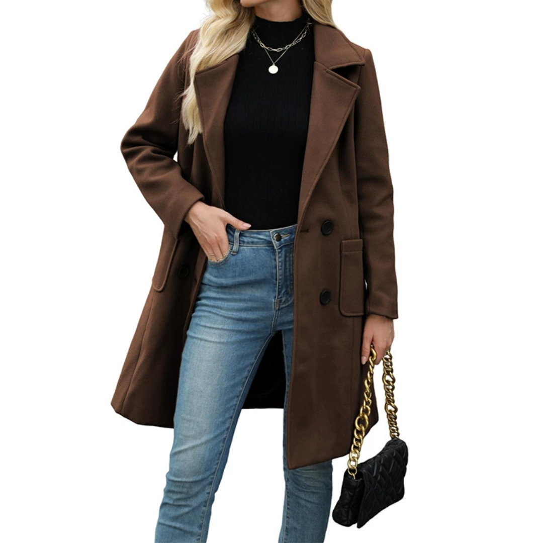 Notch Lapel Double Breasted Longline Coat 3