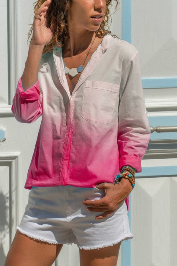 Gradient Print Pocket Blouse - Mislish