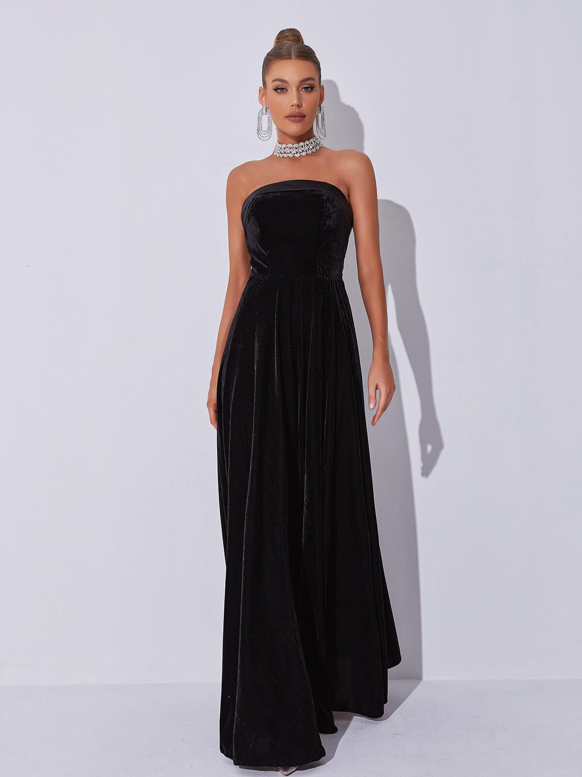 Colleen Velvet Strapless Maxi Dress - View 2