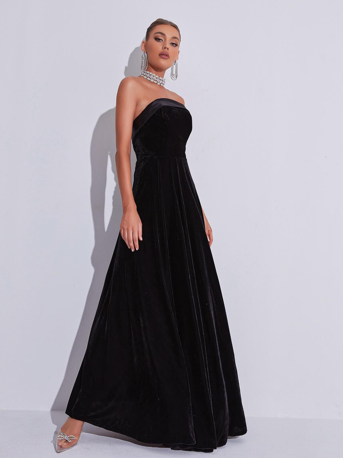 Colleen Velvet Strapless Maxi Dress - View 4