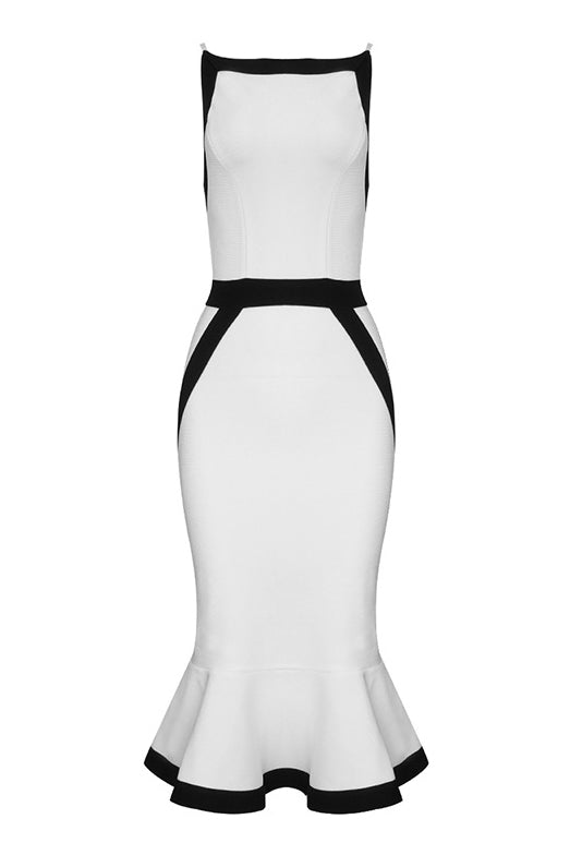Color Block Sleeveless Mermaid Bandage Dress - Fashionpara