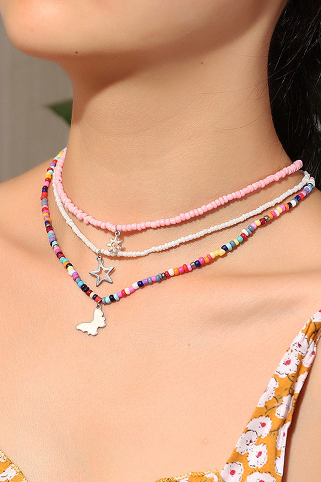Colorful Beads Butterfly Necklaces