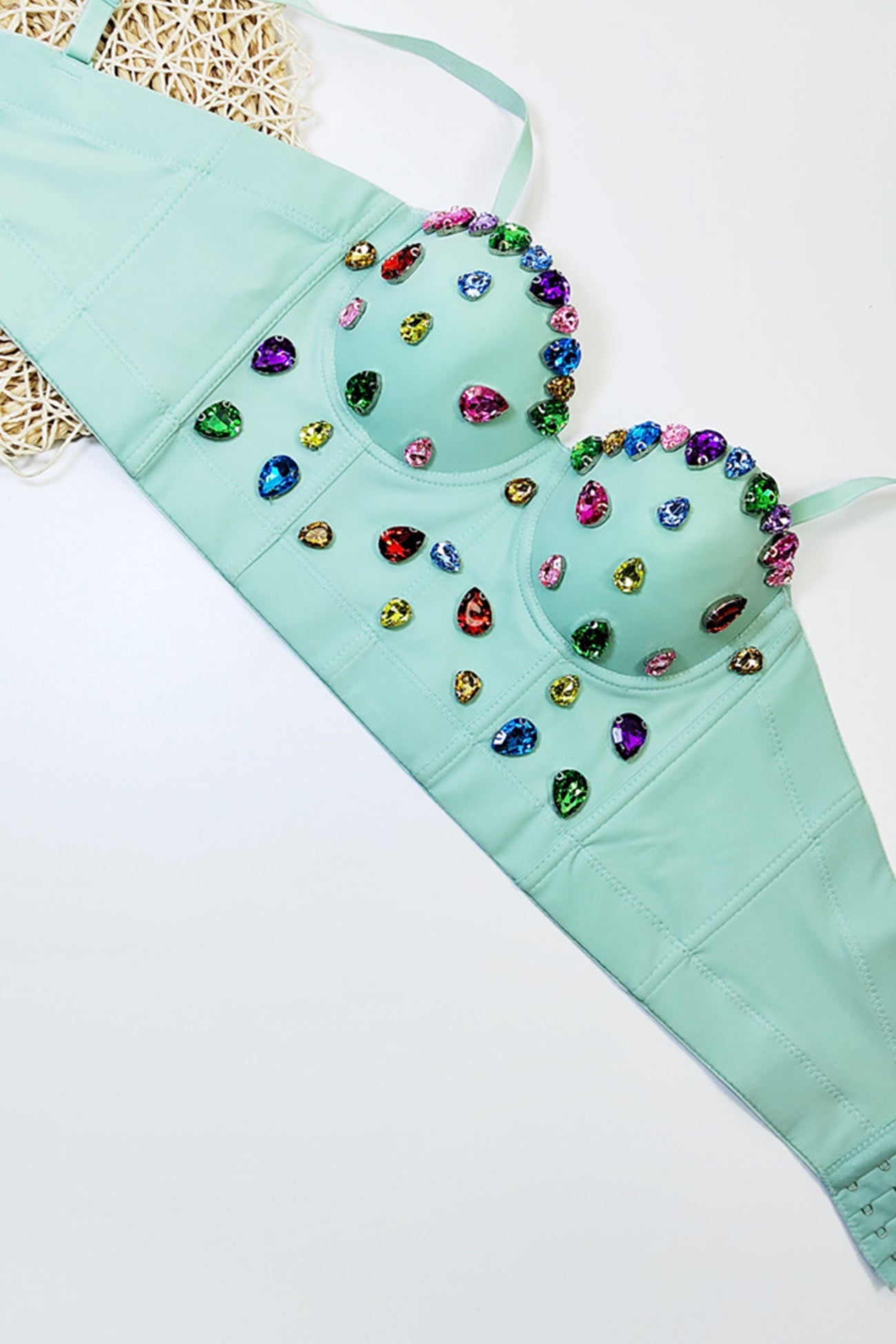 Colorful Rhinestone Corset Cami Top - Fashionpara