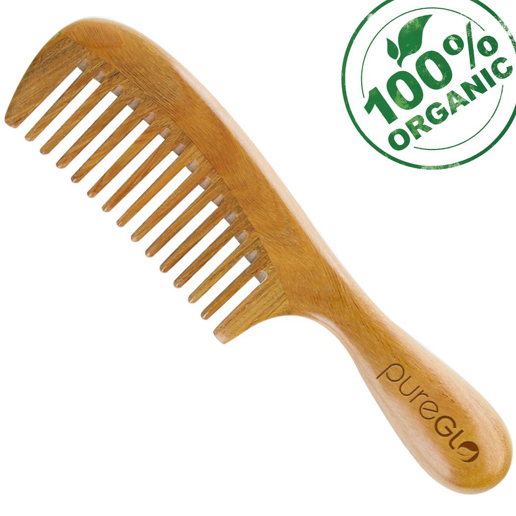 Green Sandalwood Wide Tooth Aroma Handmade Hair Comb