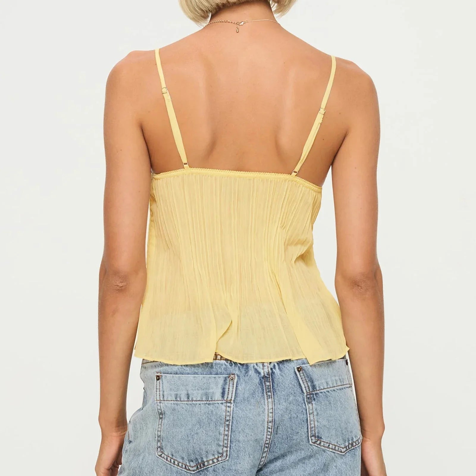 Pleated Bow Babydoll Crop Top