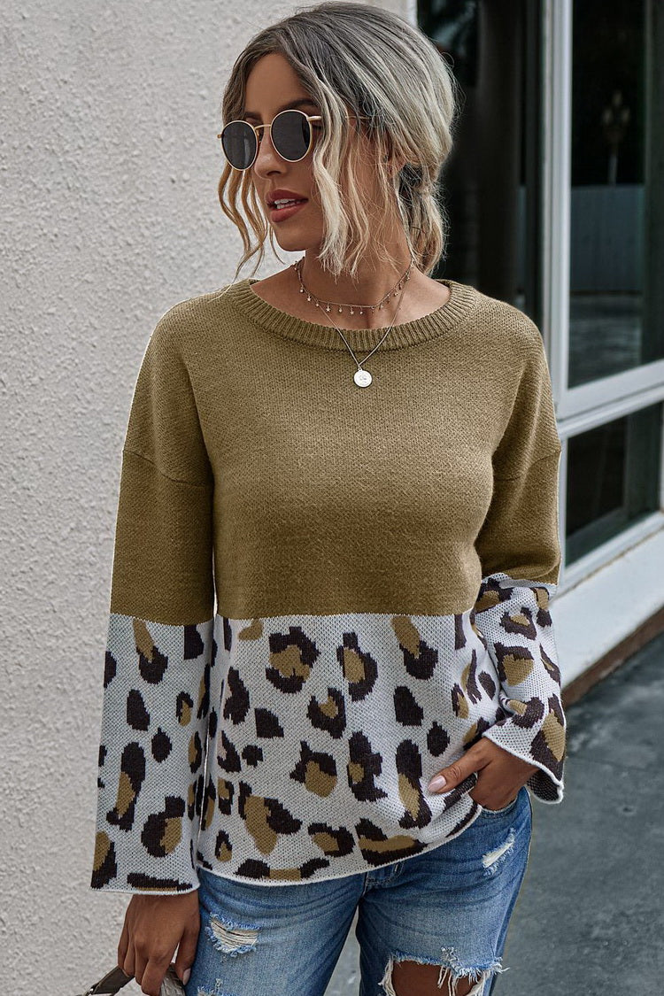 RadyRin Leopard Print Crew-neck Sweater for Effortless Style