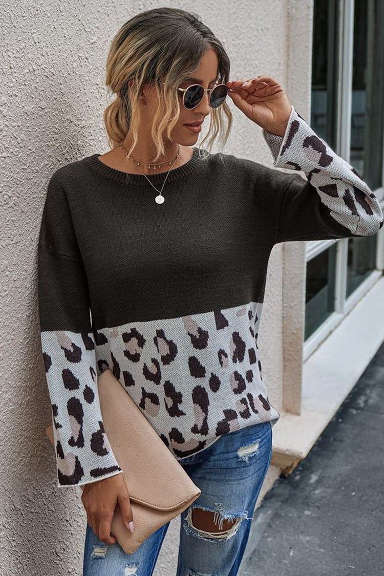RadyRin Leopard Print Crew-neck Sweater for Effortless Style