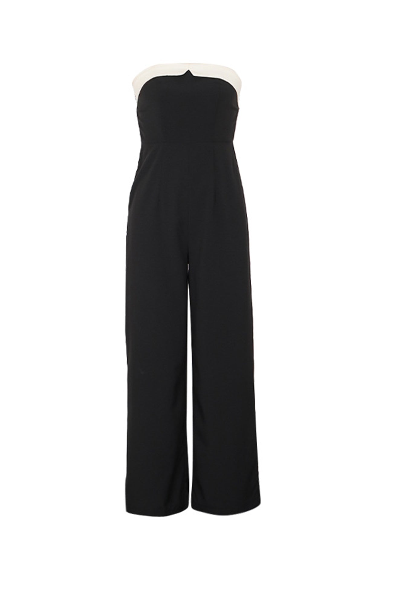Contrast Strapless High Waist Jumpsuits - Fashionpara