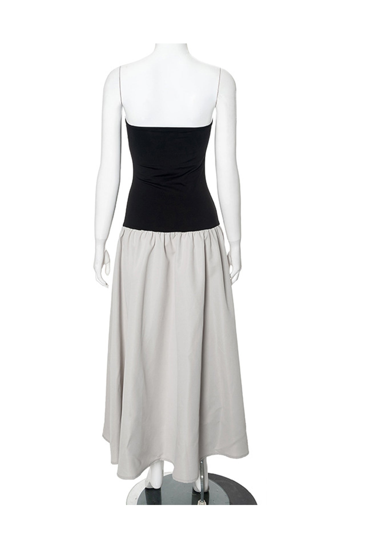 Contrast Strapless Ruched Dress - Fashionpara