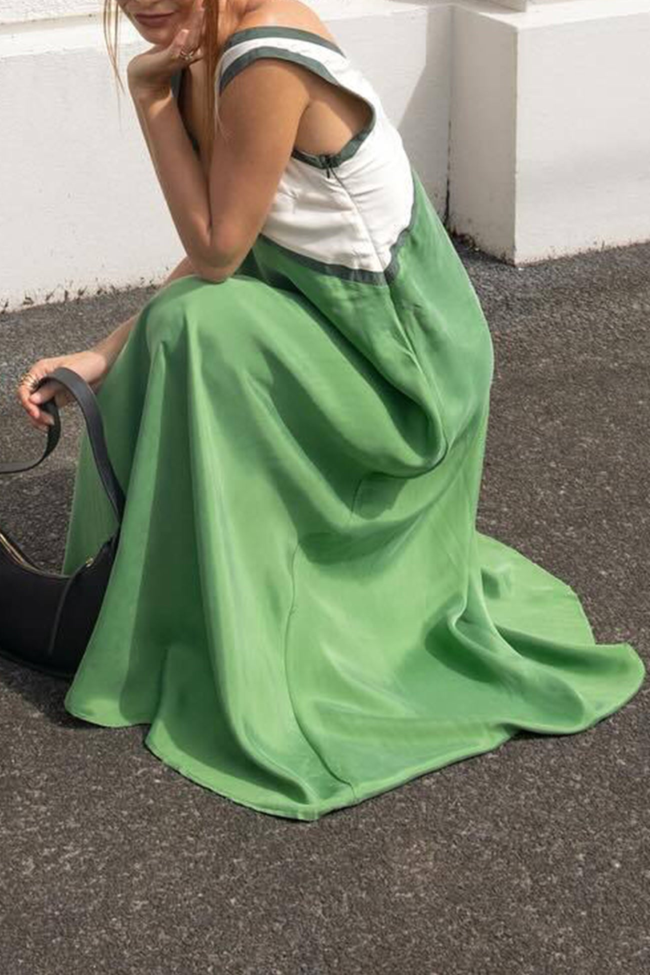 Contrast V Neck Sleeveless Maxi Dress