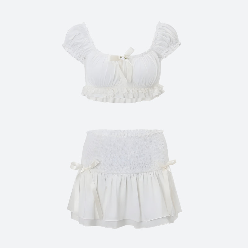 Coquette Crop Top & Mini Skirt Two Piece Set