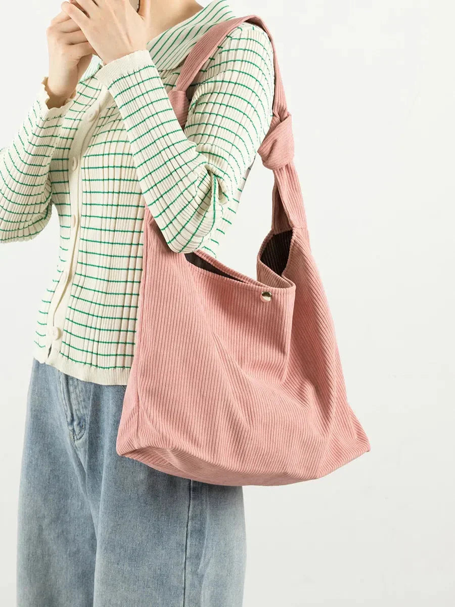 Corduroy Hobo Shoulder Bag - Fashionpara