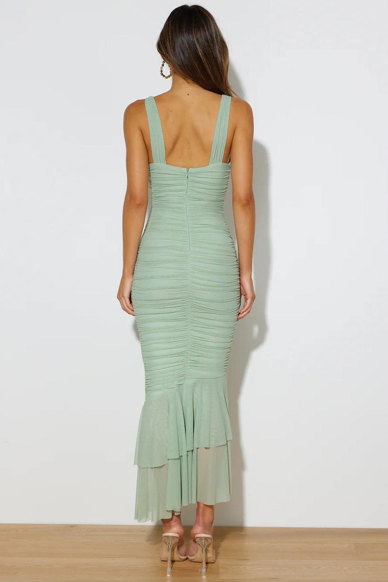 Corset Shirred Pack Hip Fishtail Dress - Fashionpara