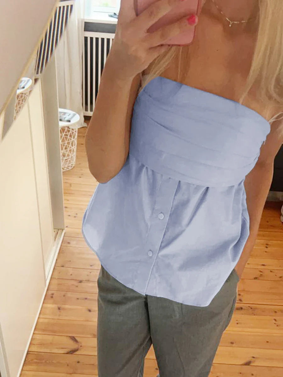 Striped Strapless Tube Crop Top